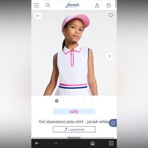 Jacadi White and Pink Girl's Sleeveless Polo Shirt